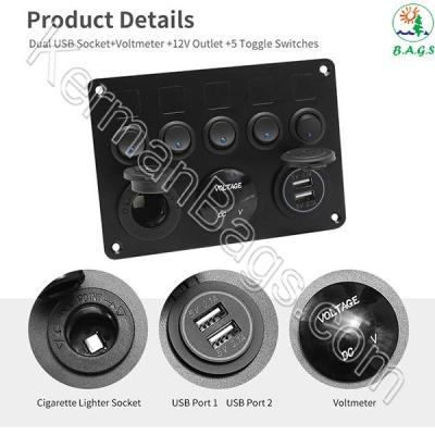 پانل سوئیچ 8 کانال خودرو مدل Rocker-12/24V